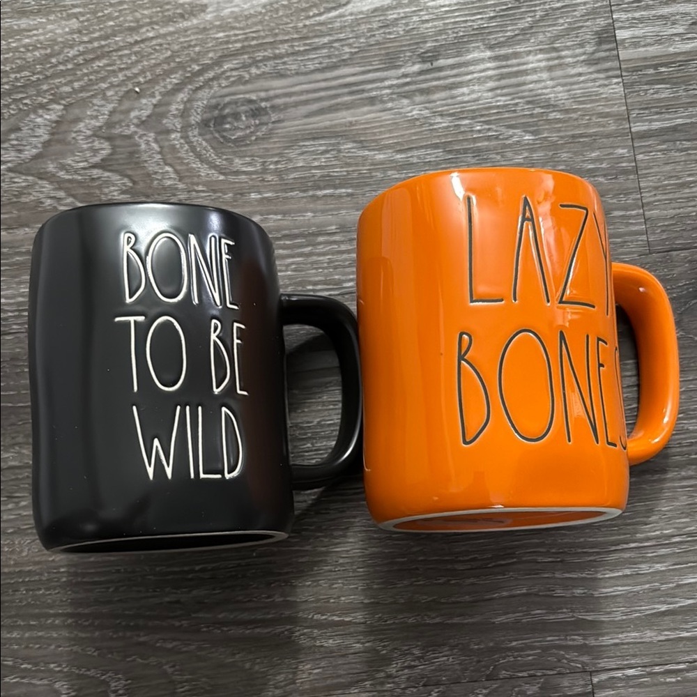 3/$30 Rae Dunn Black and Orange Halloween Mugs Set